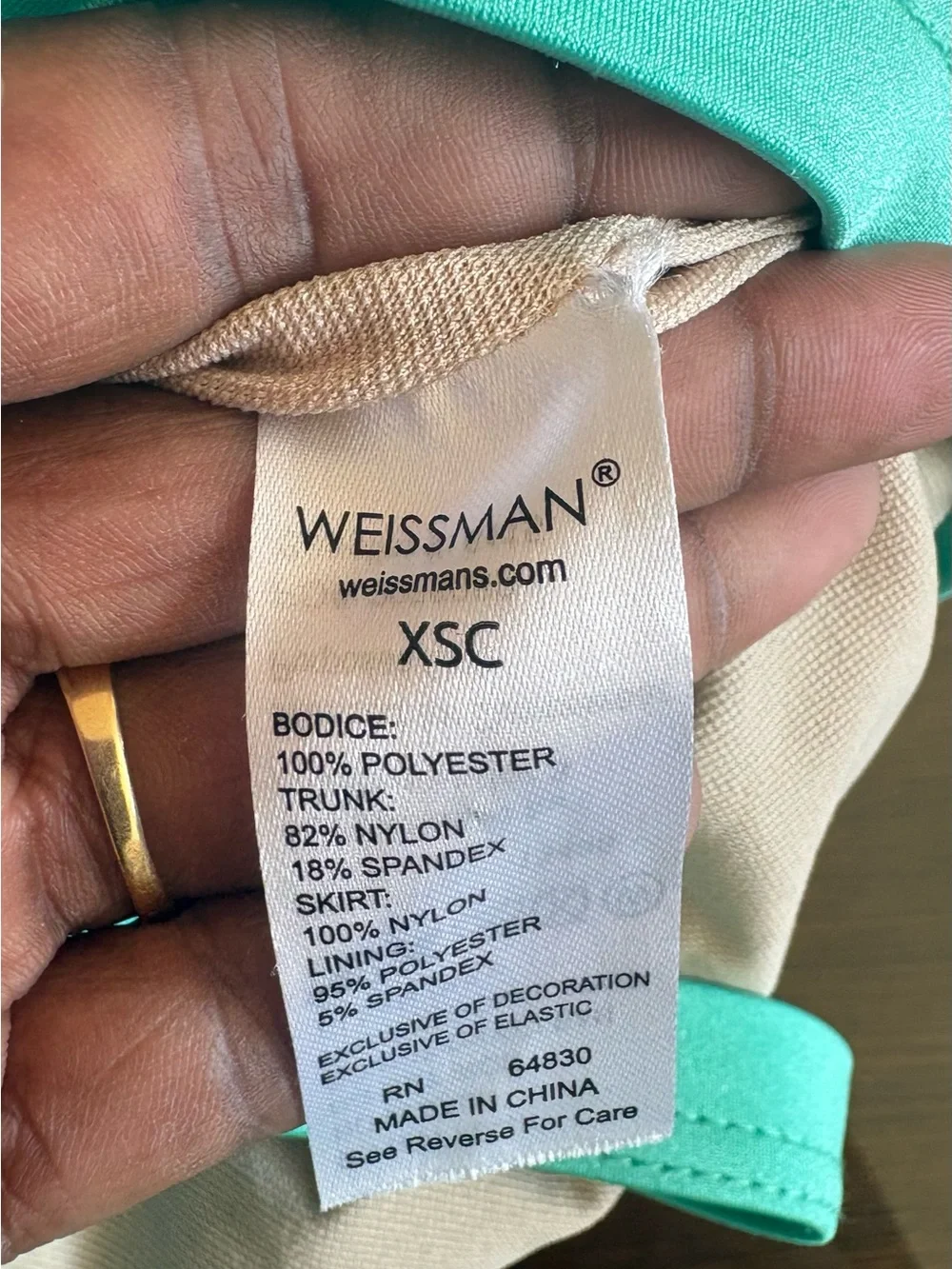 Weissman Teal Sequin Tulle Tutu with Pink Bow size XSC